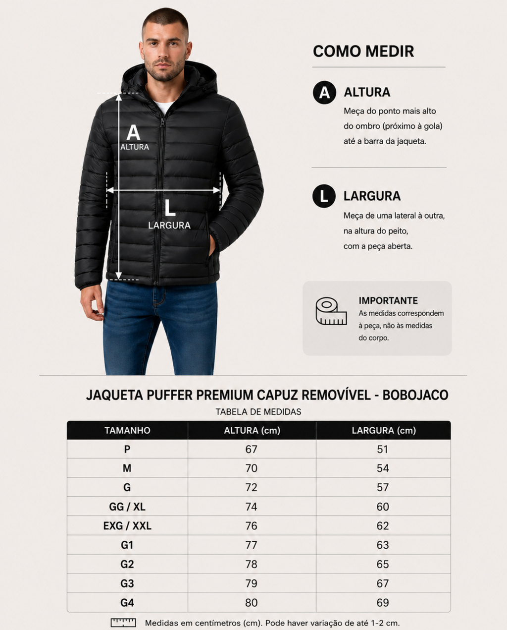 Jaqueta Puffer Premium Capuz Removível - Bobojaco